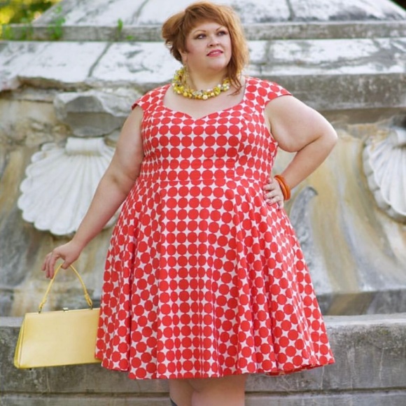 Cherry Velvet Dresses Cherry Velvet Retro Print Dress Size 4x